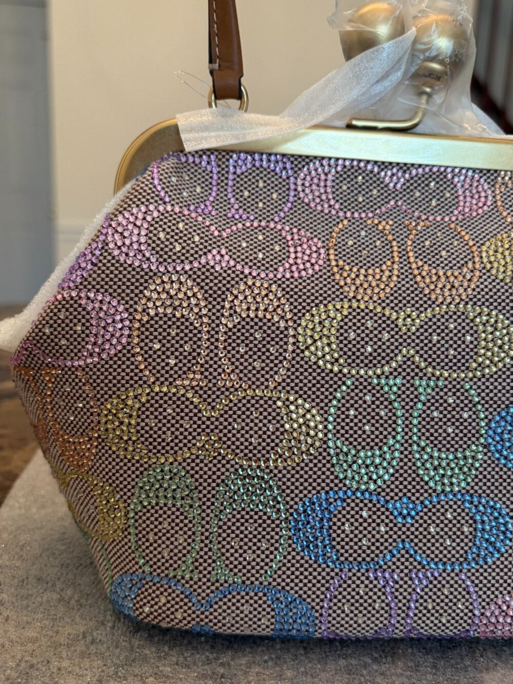 Coach Kisslock Frame Bag 16 In Crystal Signature Jacquard (Rainbow/Candy Multi) - Picture 2 of 16